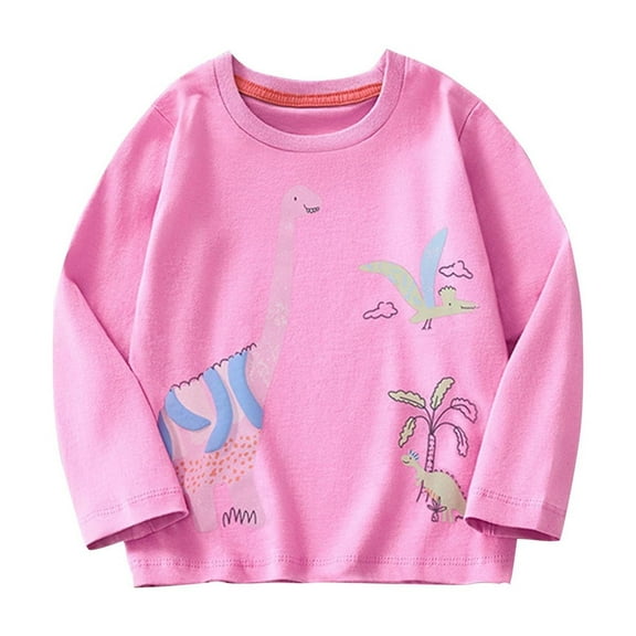SGFCWSX Long Sleeve Shirts for Kids Girls Animals Print Tops Fall Casual T-Shirts Pink Size 4 Years