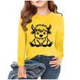 thumbnail image 1 of SGFCWSX Long Sleeve Shirts for Kids Girls Calf Print Tops Casual Fall T-Shirts Yellow Size 11-12 Years, 1 of 4