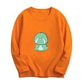 thumbnail image 1 of SGFCWSX Girls Long Sleeve Tops Round Neck Fleece Pullover Kids Fall T-Shirts Orange Size 3-4T, 1 of 2