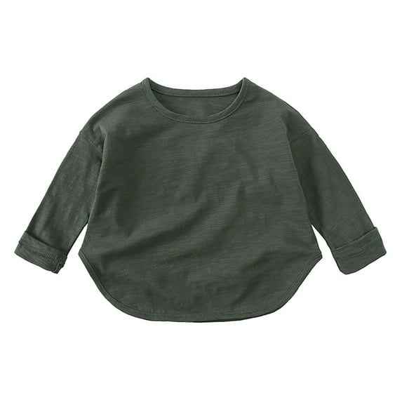 SGFCWSX Long Sleeve Shirts for Kids Girls Solid Color Tops Fall T-Shirts Black Size 2-3T