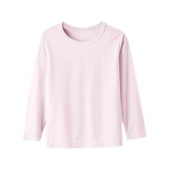 SGFCWSX Girls Long Sleeve Tops Round Neck Blouses Kids Thin Fall T-Shirts Pink Size 1 Year