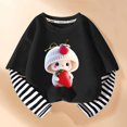 thumbnail image 1 of SGFCWSX Long Sleeve Shirts for Kids Girls Striped Animals Print Tops Fall Casual T-Shirts Black Size 9 Years, 1 of 3