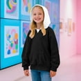 thumbnail image 1 of SGFCWSX Sweatshirts for Girls Contrast Color Pocket Hoodies Oversized Ployester Top Black Size 7 Years, 1 of 8