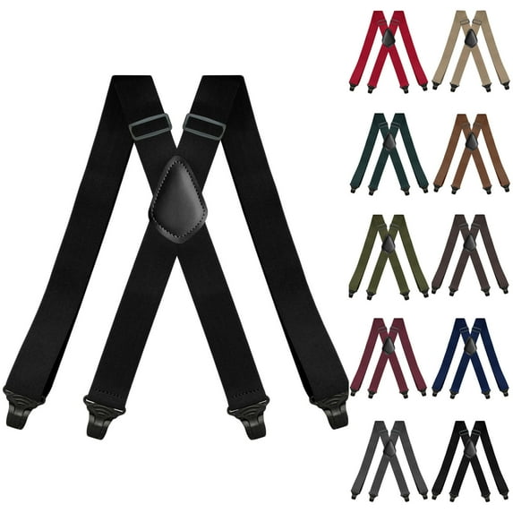 SGFCWSX Men 3.5cm Strap Cli, X-Type Elastic Formal Adjustable Suspenders Casual Black