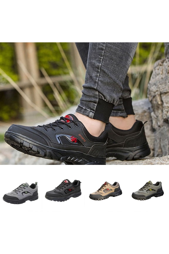 Men Athletic Shoes Fashionable Casual Outdoor Round Toe Mountaineering Shoes Brown Size 6