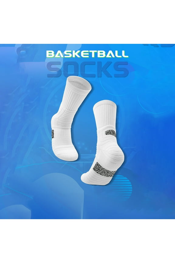 Men Athletic Socks,Color Blocked Breathable Mid-calf Training Socks Gray Free Size