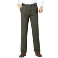 thumbnail image 1 of SGFCWSX Men Business Pants,Solid Straight-Leg Dress Slacks Button Pocket Office Trousers Army Green L, 1 of 6