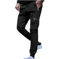 thumbnail image 1 of SGFCWSX Men Cargo Pants– Relaxed Multi-Functional Pockets Streetwear Utility Pants with Drawstring Waist Black Size XL, 1 of 6