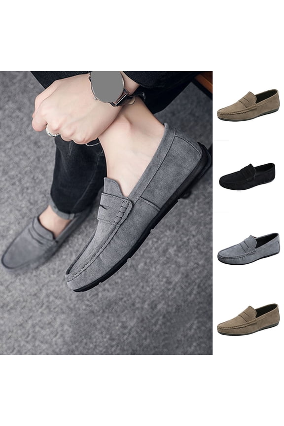 Men Casual Shoes Round Toe Fashionable Spring - Summer Slip - on Loafers Black Size 7