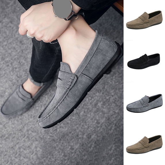 SGFCWSX Men Casual Shoes Round Toe Fashionable Spring - Summer Slip - on Loafers Khaki Size 8.5