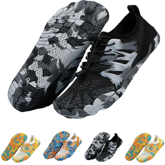 SGFCWSX Men Casual Water Shoes 10,Printed Quick-Dry Non-Slip Lightweight Athletic Shoes Black