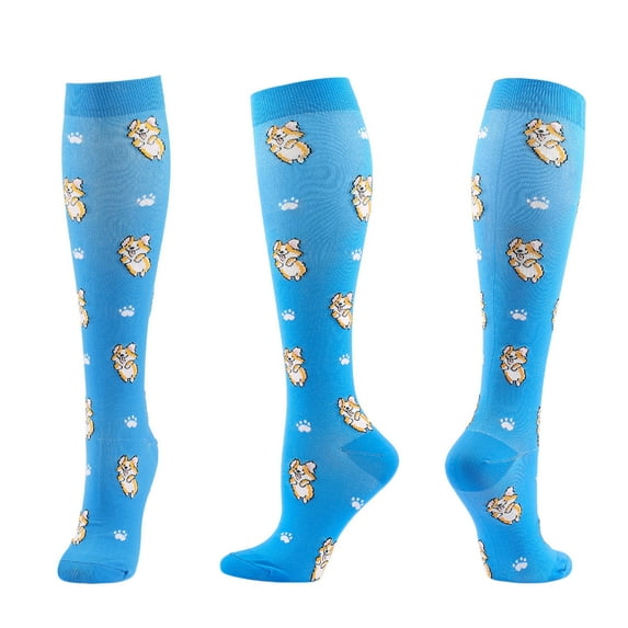 SGFCWSX Men Compression Socks,Knee-High Nurse High Sock Outdoor Casual Running Socks Blue L