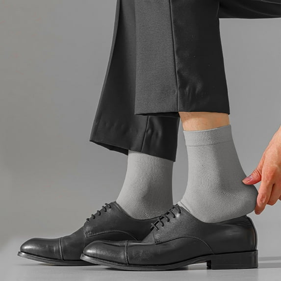 SGFCWSX Men Dress Sock,Mid-calf Breathable Solid Color Work Socks Gray Free Size