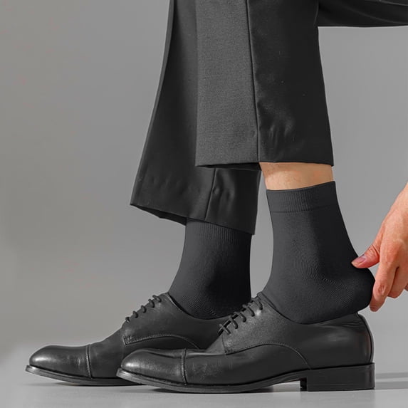 SGFCWSX Men Dress Sock,Solid Color Mid-calf Breathable Work Socks Dark Gray Free Size