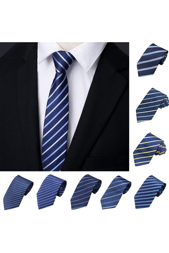 Men Fashiona Tie,Solid Color Twill Jacquard Handmade Striped Neckties Navy Free Size