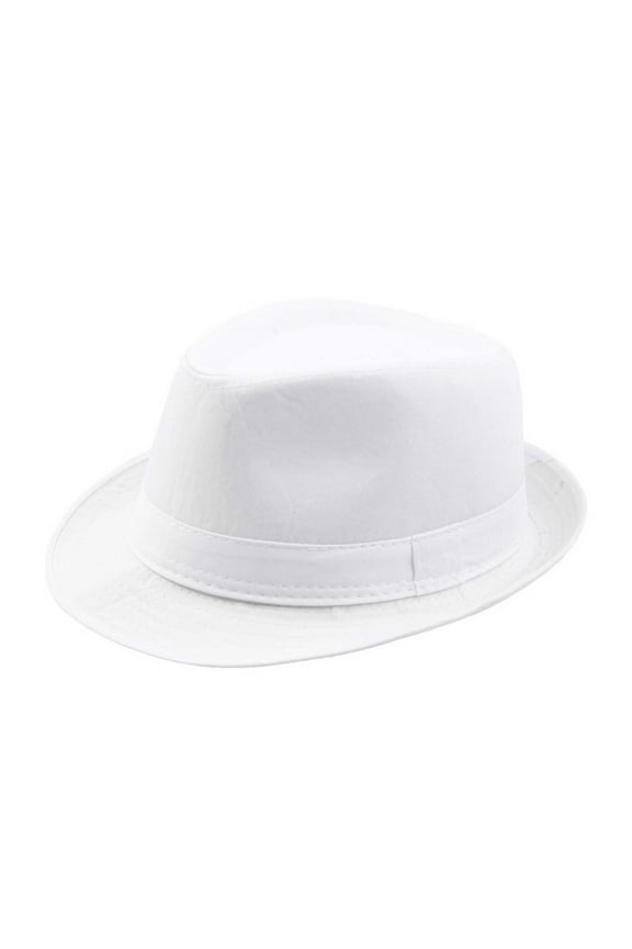 Men Fedora Hats,British Solid Color Jazz Winter Cap White Free Size
