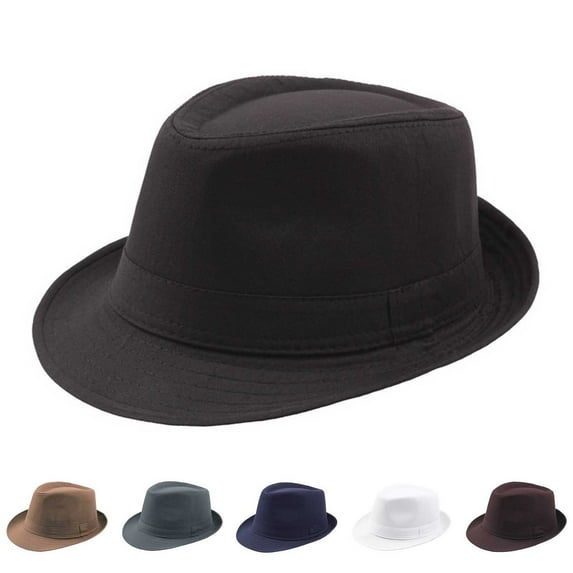 SGFCWSX Men Fedora Hats,Solid Color Jazz British Winter Cap Black Free Size