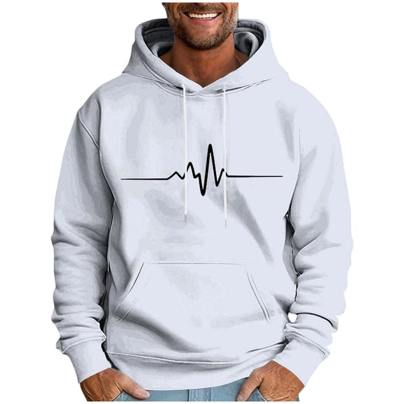 SGFCWSX Men Fleece Lined Hoodie Mens Oversized with Drawstring Hood Graphic Casual Pullover Sweatshirt White Size 3XL