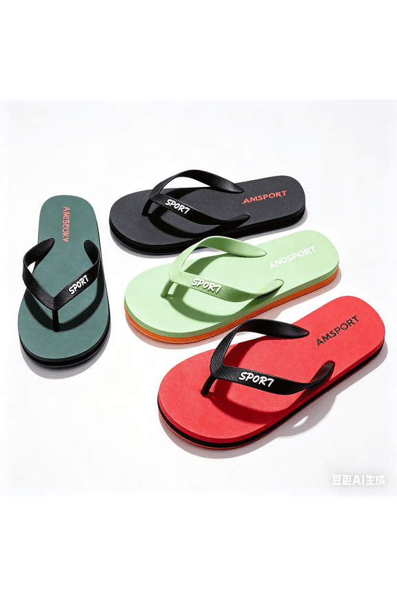 Men Flip-flops Slide Rubber Outsole Wide Width Summer Slippers Red Size 7