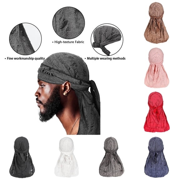 SGFCWSX Men Hip-hop Durag,Stretch-fit Solid Color Brethable Wearing a Headscarf Dark Gray
