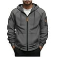 thumbnail image 1 of SGFCWSX Men Hoodie with Pockets Big & Tall Mens Lightweight Oversized Zip Up Hooded Sweatshirt Dark Gray Size XL, 1 of 5
