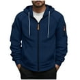 thumbnail image 1 of SGFCWSX Men Hoodie with Pockets Big & Tall Mens Zip Up Lightweight Oversized Hooded Sweatshirt Navy Size L, 1 of 5