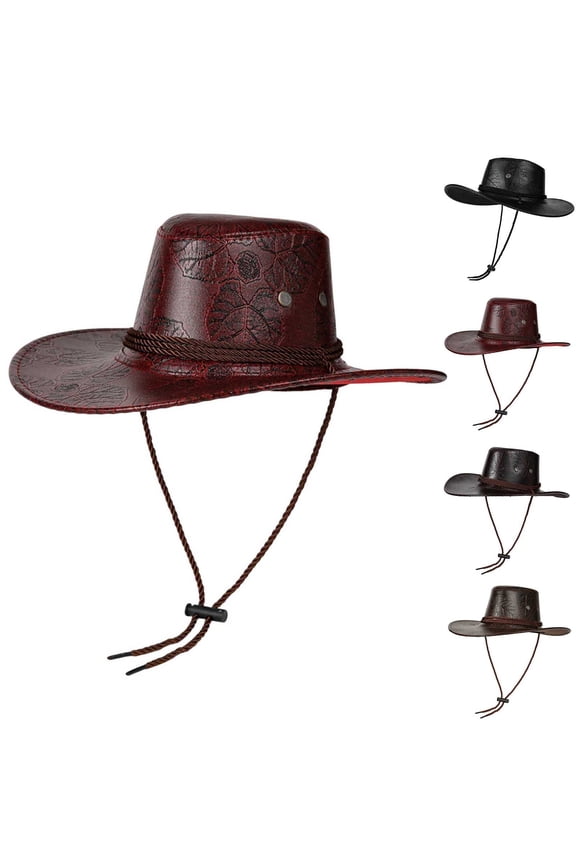 Men Horse Riding Hat,Sun Protection Wide Brim Breathable American West Cowboy Hat Coffee