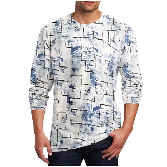 SGFCWSX Men Long Sleeve Pullover Blouse, Crewneck Crewneck Casual Graphic Tops White 4XL