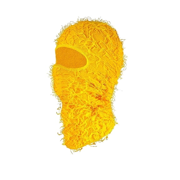 SGFCWSX Men Outdoor Hats,Solid Color Warm Fleece Casual Knitted Balaclava Yellow Free Size