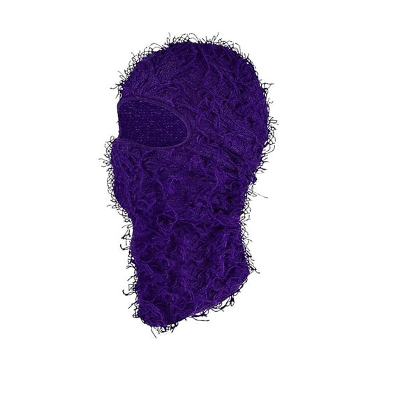 SGFCWSX Men Outdoor Hats,Warm Fleece Casual Solid Color Knitted Balaclava Purple Free Size