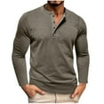thumbnail image 1 of SGFCWSX Men Pullover Blouse Tops, Button-Up Tee Slim Fit Solid Long Sleeve Casual Tops Army Green M, 1 of 8