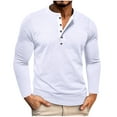 thumbnail image 1 of SGFCWSX Men Pullover Blouse Tops, Button-Up Tee Solid Long Sleeve Slim Fit Casual Tops White M, 1 of 8