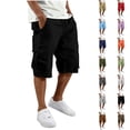 thumbnail image 1 of SGFCWSX Men Relaxed Fit Below Knee Cargo Shorts Mens Outdoor Casual Multi-Pocket Work Shorts for Summer Black Size M, 1 of 7