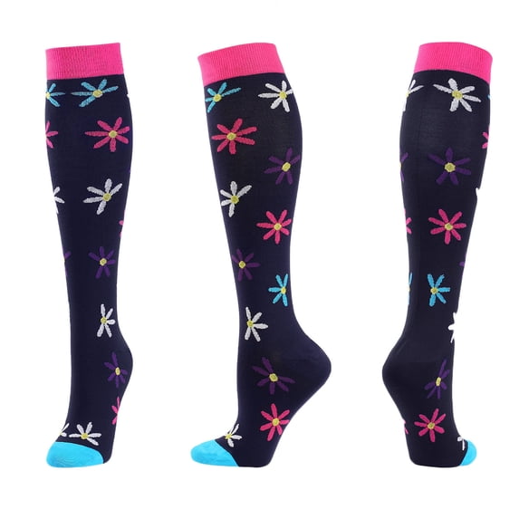 SGFCWSX Men Running Socks,Athletic Knee-High Crew Outdoor Compression Socks Navy L