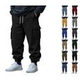 thumbnail image 1 of SGFCWSX Men Sweatpants with Drawstring,Drawstring Pocket Workwear Elastic Waist Comfortable Cuffed Pants Black M, 1 of 6