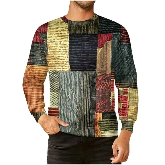SGFCWSX Men Sweatshirts Crewneck Long Sleeve Geometric Graphic Casual Pullover Multicolor Size 4XL
