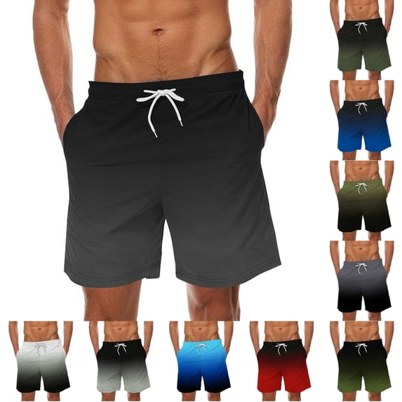 SGFCWSX Men Swim Trunks Lightweight Quick Dry Gradient Casual Summer Beach Shorts Dark Gray Size 3XL