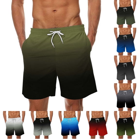 SGFCWSX Men Swim Trunks Lightweight Quick Dry Gradient Casual Summer Beach Shorts Green Size 2XL