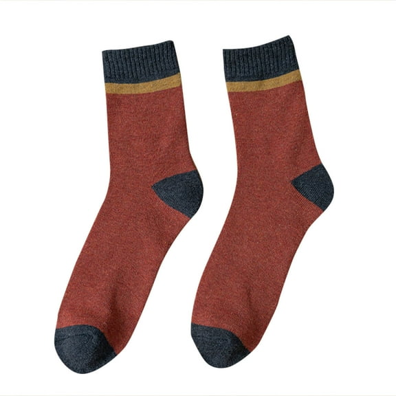 SGFCWSX Men Terry Socks,Mid-calf Warm Fleece Crew Socks for Winter Red Free Size
