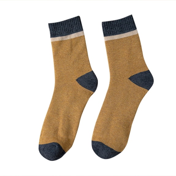 SGFCWSX Men Terry Socks,Warm Fleece Mid-calf Crew Socks for Winter Yellow Free Size