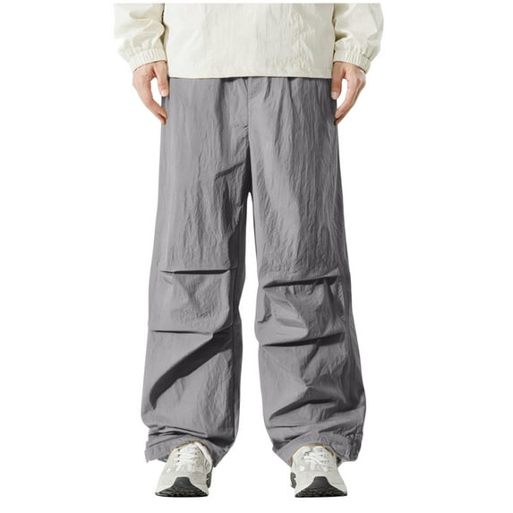 SGFCWSX Men Water-Resistant Pants,Sun Protection Elastic Waist Breathable Drawstring Pants Dark Gray XL