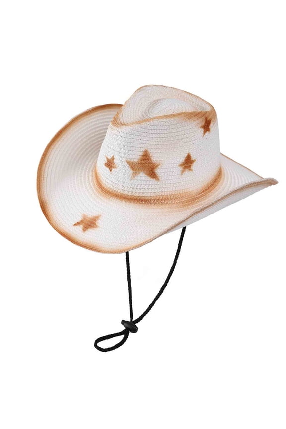 Men West Cowboy Hats,Adjustable Rope Outdoor Hiking Sun Protection Buckle Fisherman Cap Cap White