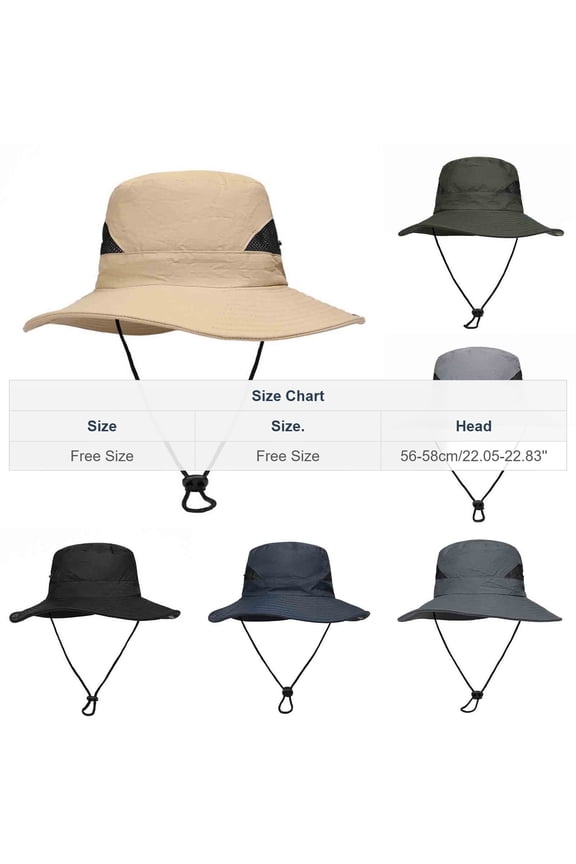 Men West Cowboy Hats,Sun Protection Adjustable Rope Outdoor Hiking Buckle Fisherman Cap Cap Black