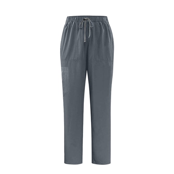 SGFCWSX Men Work Pants with Pockets, Elastic Waist Solid Color Work Pants for Men Straight Leg Pants Dark Gray XS