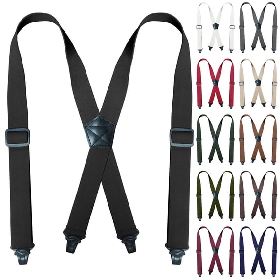 SGFCWSX Men X-Type Adjustable Suspenders, Strong Casual Elastic Straps 3.8cm Width Strap Clip Black