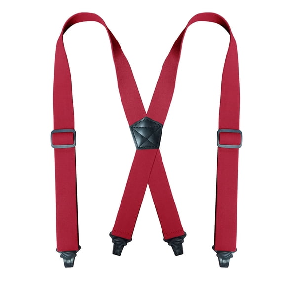 SGFCWSX Men X-Type Adjustable Suspenders, Strong Casual Elastic Straps 3.8cm Width Strap Clip Red