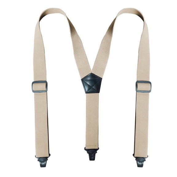 SGFCWSX Men Y-Type Adjustable Suspenders, Elastic Straps 3.8cm Width Strong Clips Formal Beige