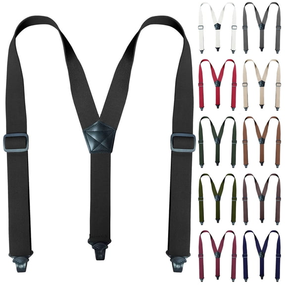 SGFCWSX Men Y-Type Adjustable Suspenders, Strong Clips Elastic Straps 3.8cm Width Formal Black