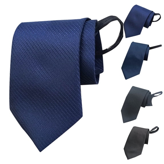 SGFCWSX Men Zip Dress Ties,No-Tie Zipper Closure Wrinkle-Resistant Textured Jacquard Tie Navy Free Size
