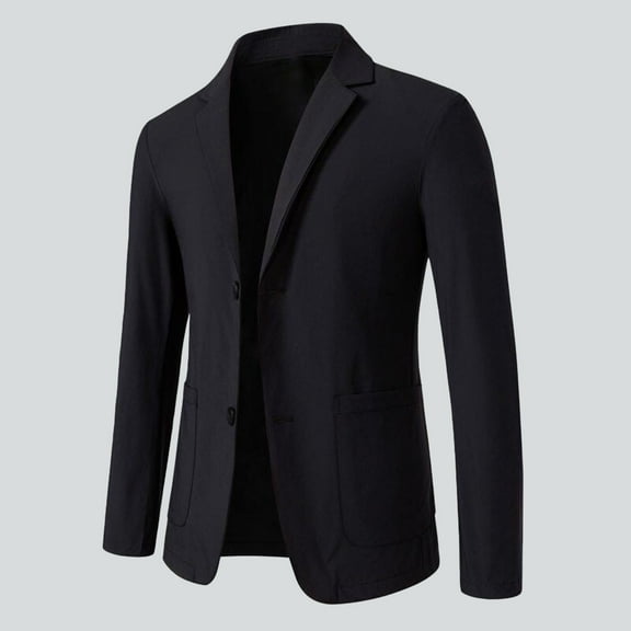 SGFCWSX Men's Blazer Jacket, Business Slim Fit Collared Pocket Tuxedo Blazers Black L